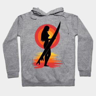 Surfer girl silhouette sunset Hoodie